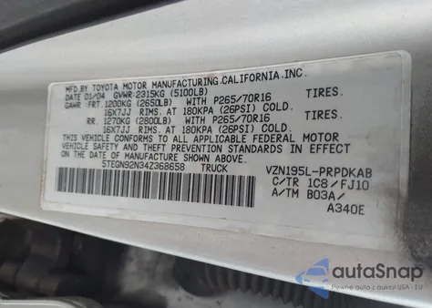 2004 Toyota Tacoma Prerunner V6 z USA, uszkodzony, nr VIN 5TEGN92N34Z368658